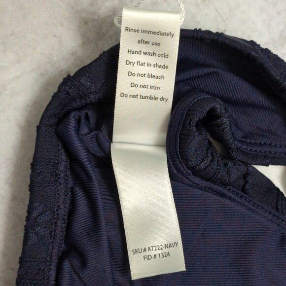 Andie Belmar Top Navy Blue Bikini Triangle Swimwear Bathing Suit Twisted M New - Picture 9 of 11